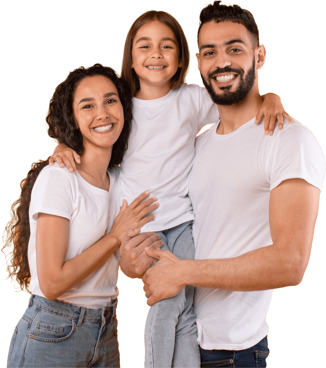 Male and female with child standing together