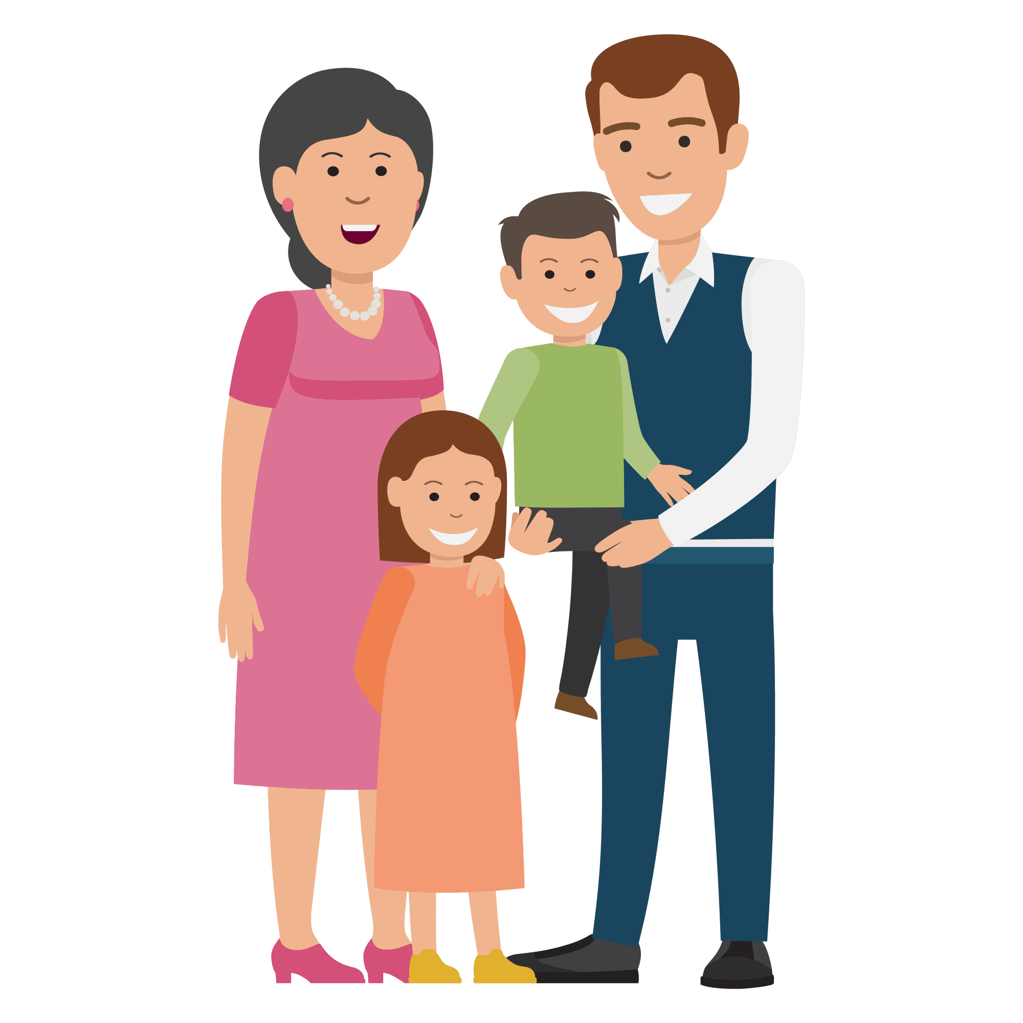 Illustration of family standing together